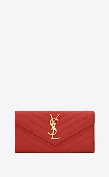 Monogram large flap wallet in grain de poudre embossed leather